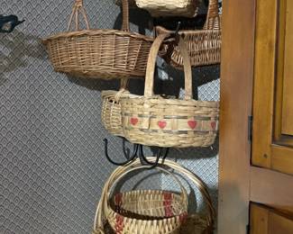 Hanging Cast Iron Basket Holder W/ Baskets