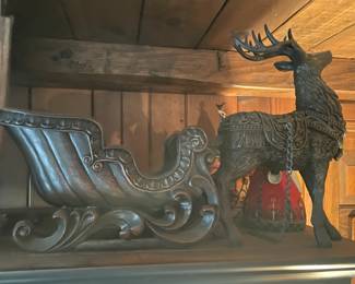 Reindeer W/ Sleigh Tabletop Centerpiece