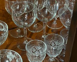 Assorted Vintage Clear Glassware, Stemware, Etc.