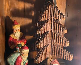 Hand Signed Folk Art Santa Figurines