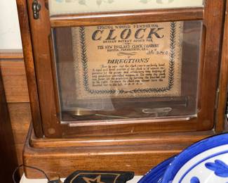 Antique Spring Wound Pendulum Clock By The New England Clock Company