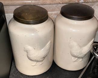 Large Rooster Covered Jars