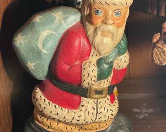 Hand Signed Folk Art Santa Figurine
