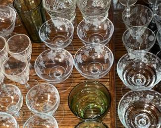 Assorted Vintage Clear Glassware, Stemware, Crystal, Etc.