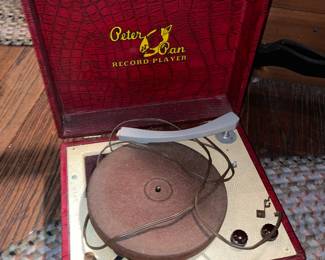 Vintage Red Faux Skin Record Player