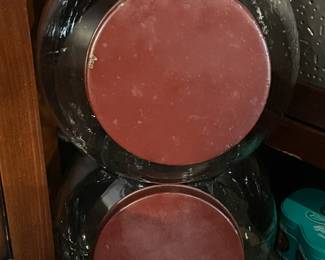 Oversized Glass Storage Jars W/ Red Lids