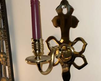 Brass Wall Mounted Candlestick Holder