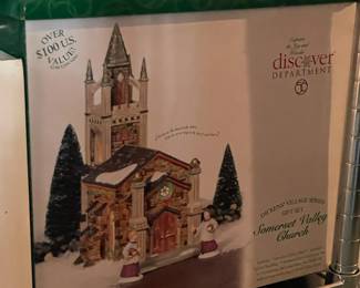 Large Dept.56 Christmas Village Collection Of Buildings, Figurines, & Accessories