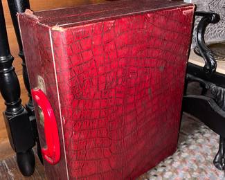 Vintage Red Faux Skin Record Player