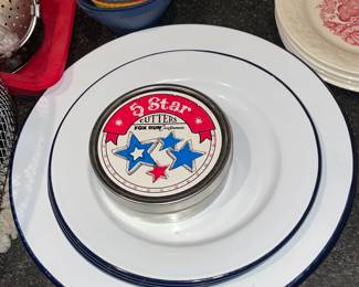 Williams Sonoma Blue & White Tin Enamel Plates