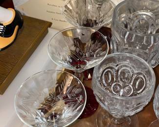 Vintage Etched Ruby Footed Stemware