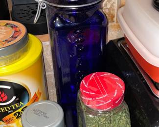Cobalt Blue Glass Pasta Jar