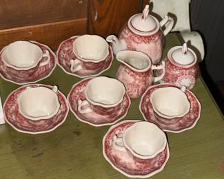 Mini Red & White Tea Set