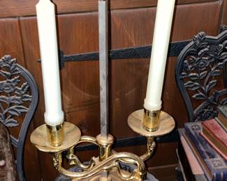 Brass Dual Arm Candlestick Holder
