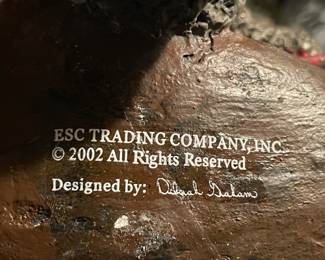 Large Santa Riding Moose Figurine Signed On The Bottom