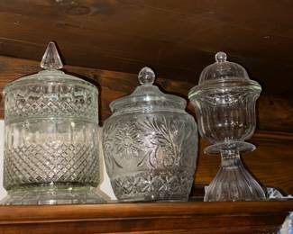 Large Glass Covered Jars