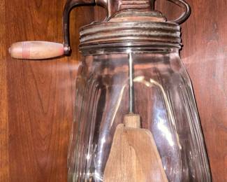 Antique Glass Bottom Butter Churn