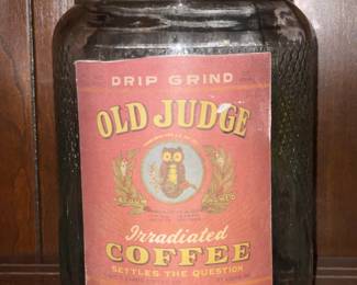 Antique Old Judge Coffee Glass Jar