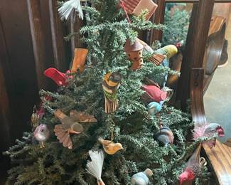 Tabletop Christmas Tree W/ Clip-On Bird Ornaments