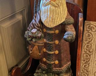 Beautiful Santa On Drum Figurine Signed On The Base