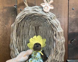 Hanging Basket W/ Sunflower Teddy Bear
