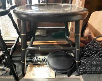 Antique Handpainted Black & Gold Hitchcock Style Chair Depicting "Raising The Flag, Taunton, Mass, OCt 1774)