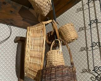 Hanging Cast Iron Basket Holder W/ Baskets