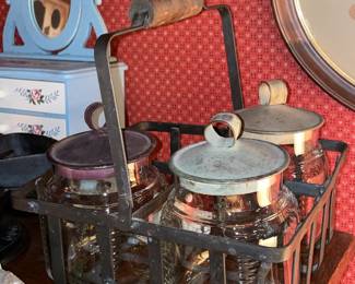 Metal Holder W/ Glass Jars