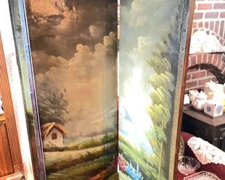 Beautifully Painted 4 Panel Room Divider Screen