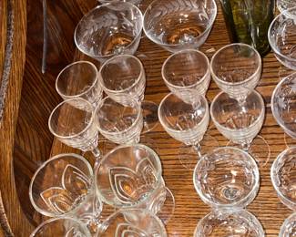 Assorted Vintage Clear Glassware, Stemware, Crystal, Etc.