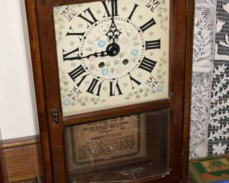 Antique Spring Wound Pendulum Clock By The New England Clock Company