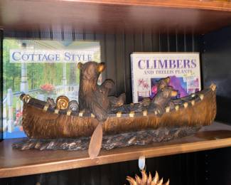 Bears In A Canoe Figurine By J.M.Fleming (Big Sky Carvers)