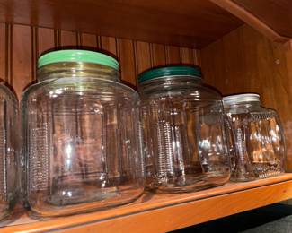 Glass Jars W/ Green Tin Lids