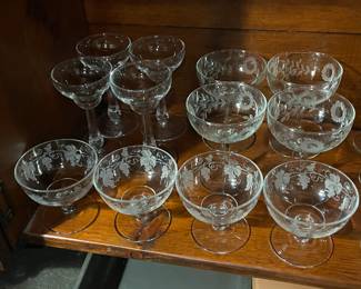 Assorted Vintage Clear Glassware, Stemware, Etc.
