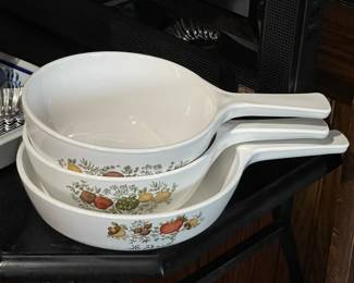 Vintage Vegetable Motif Handled Pans