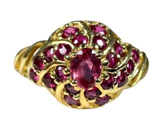 14kt Yellow Gold Ruby Swirl Ring
