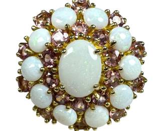 10kt Yellow Gold Opal and Pink Tourmaline Ring