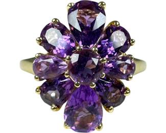14kt Yellow Gold Amethyst Flower Ring