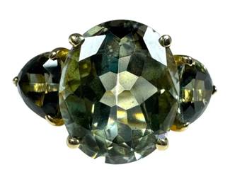 10kt Yellow Gold Bluish Green Lab Created Sapphire Ring