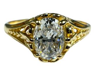14kt Yellow Gold Filigree Cubic Zirconia Ring
