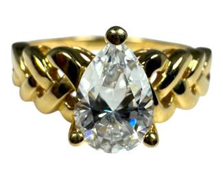 14kt Yellow Gold Pear Cubic Zirconia Ring