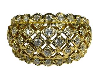 14kt Yellow Gold Lattice Cubic Zirconia Ring
