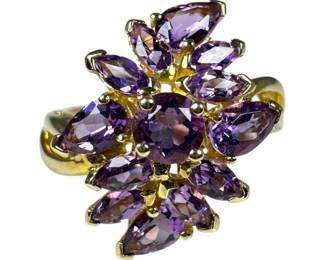 14kt Yellow Gold Amethyst Cluster Ring