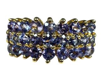 10kt Yellow gold Triple Row Tanzanite Ring
