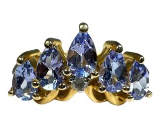 14kt Yellow Gold Pear Tanzanite and Diamond Ring