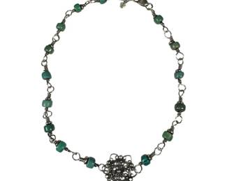 Sterling Silver Turquoise Beaded Flower Bracelet