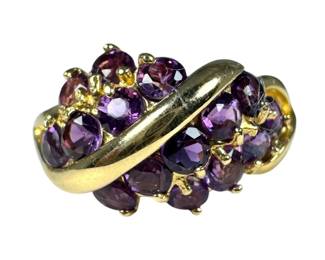 14kt Yellow Gold Amethyst Curve Ring