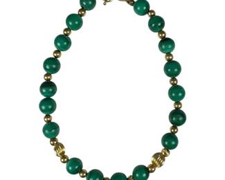 14kt Yellow Gold Malachite Beaded Bracelet