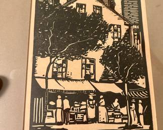 Woodblock of a store exterior