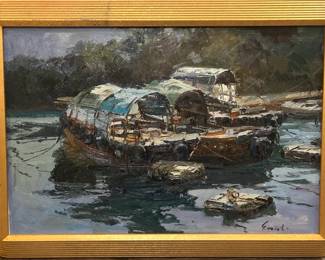 Large boat scene by "Everret"
